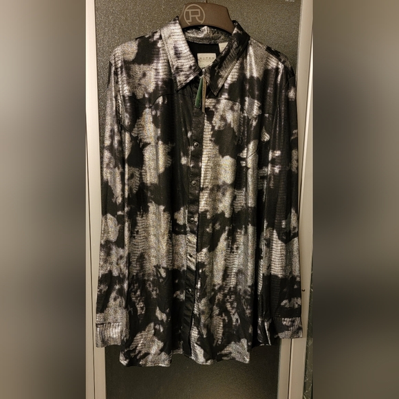 2XL Rhoper Western Show Shirt. Black and Silver - Picture 1 of 3